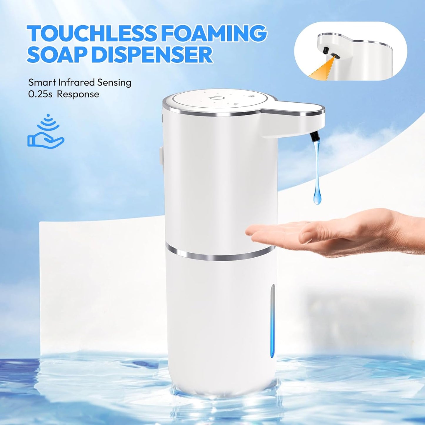 2 Pack Automatic Soap Dispenser Touchless,Liquid Hand Soap Dispenser 12.8oz USB 4levels Adjustable