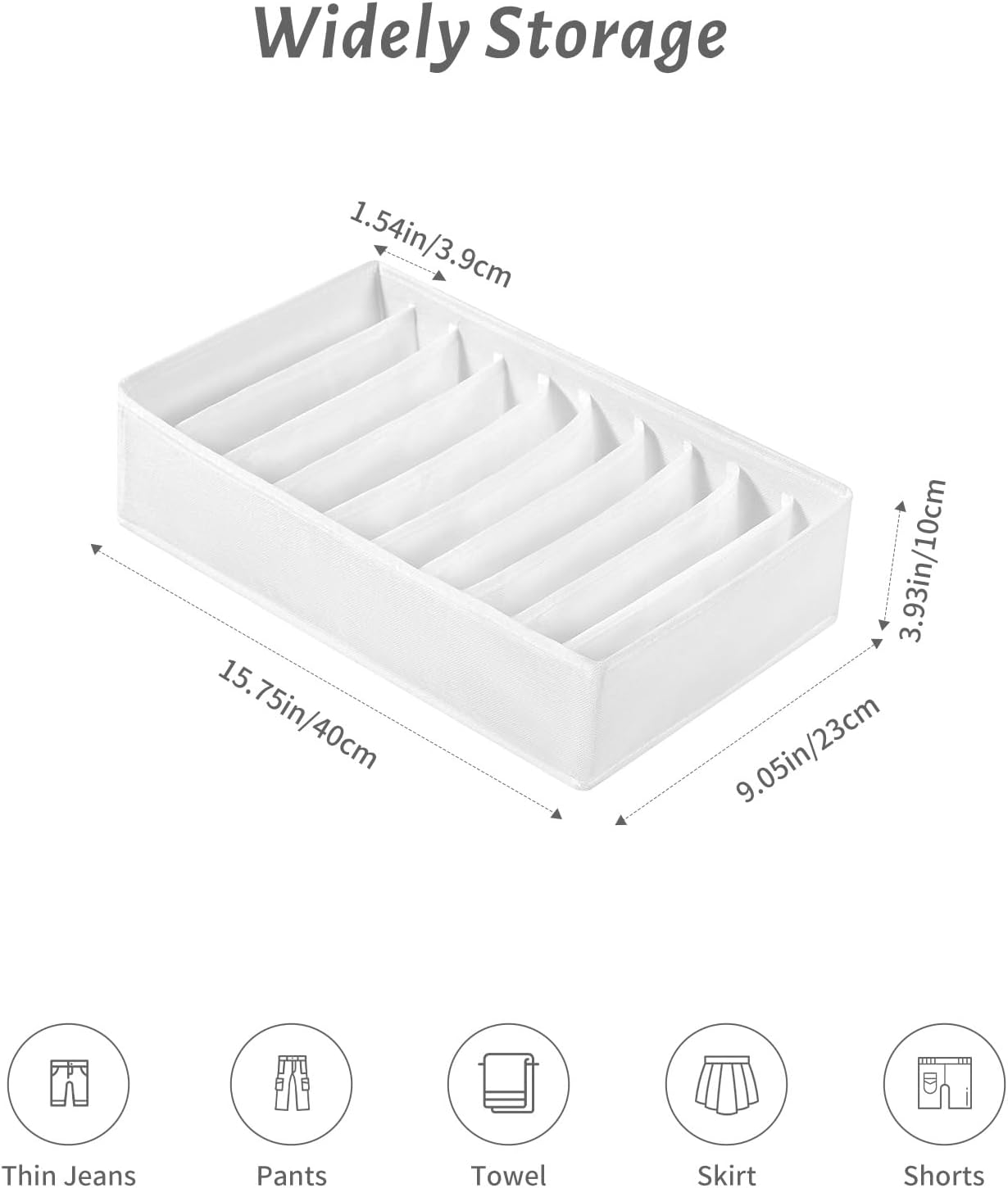 4 Packs T-shirt Drawer Organizers for Clothing,10 Grids Compartment Wardrobe Storage Box, Clothes