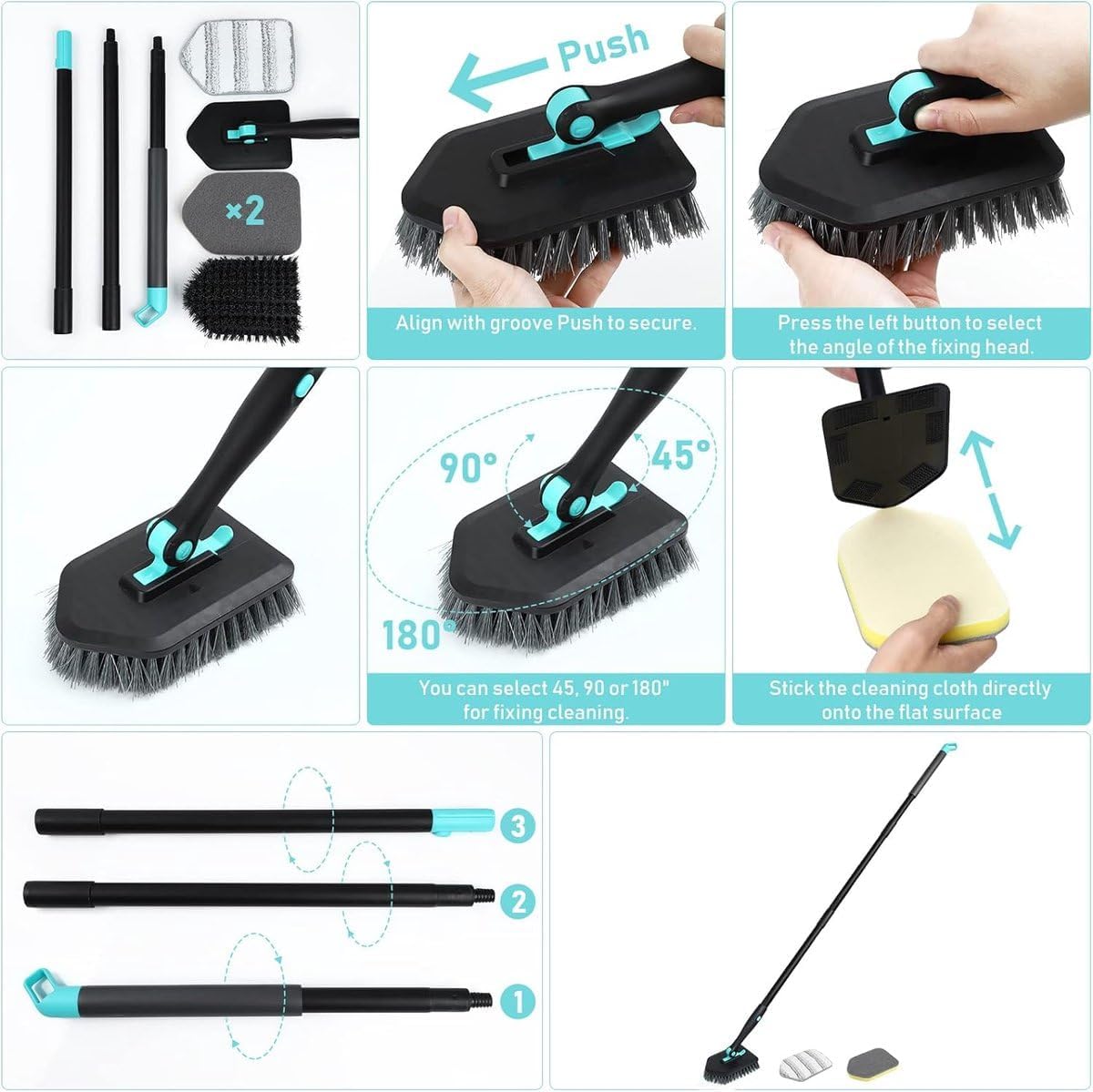 Cleaning Brush for Bathroom Kitchen Bathtube Toilet All Purpose Sponge Brush with Ergonomic Handle