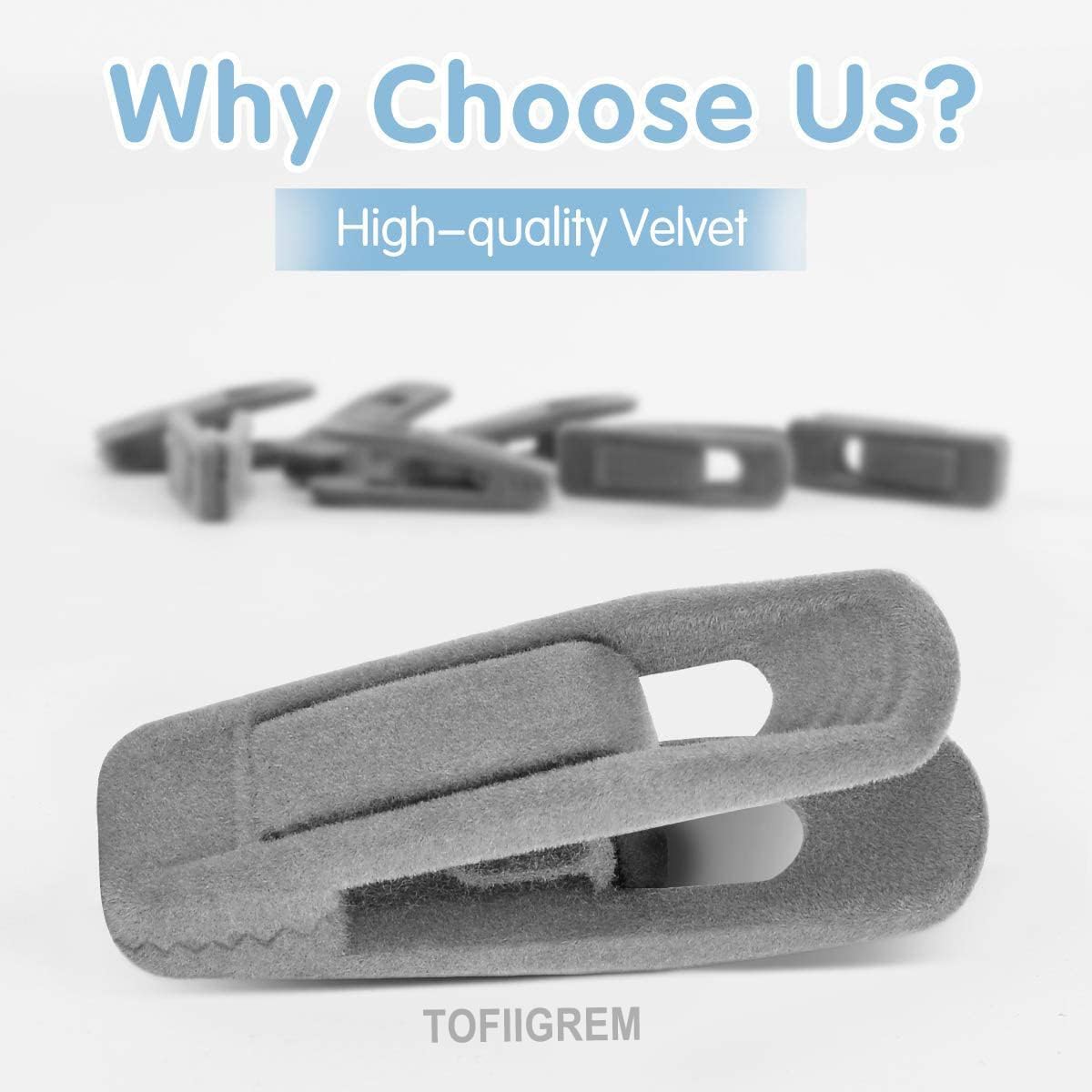 Grey Velvet Clips for Velvet Hangers - 20 PCS Gray Non Slip Velvet Hanger Clip, Pants Hanger Velvet