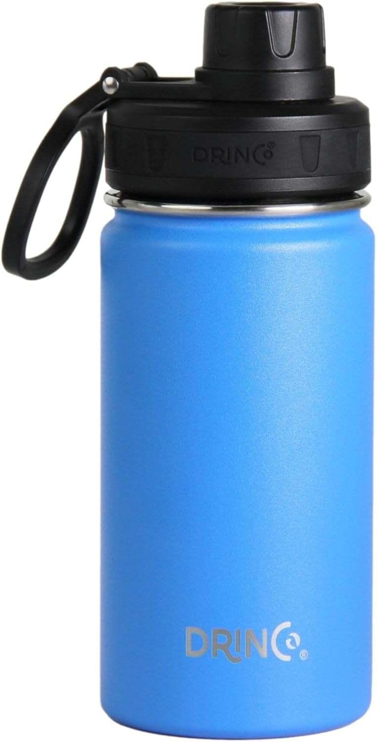 DRINCO Stainless Steel Water Bottle Spout Lid Vacuum Insulated Double Wall Water Bottle Wide Mouth