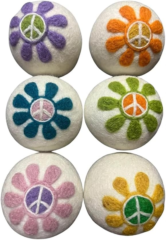 Ezhippie Quality Wool Dryer Balls - 6 XL Flower Pack - 1000+ Loads - Pure Organic Wool - Reusable