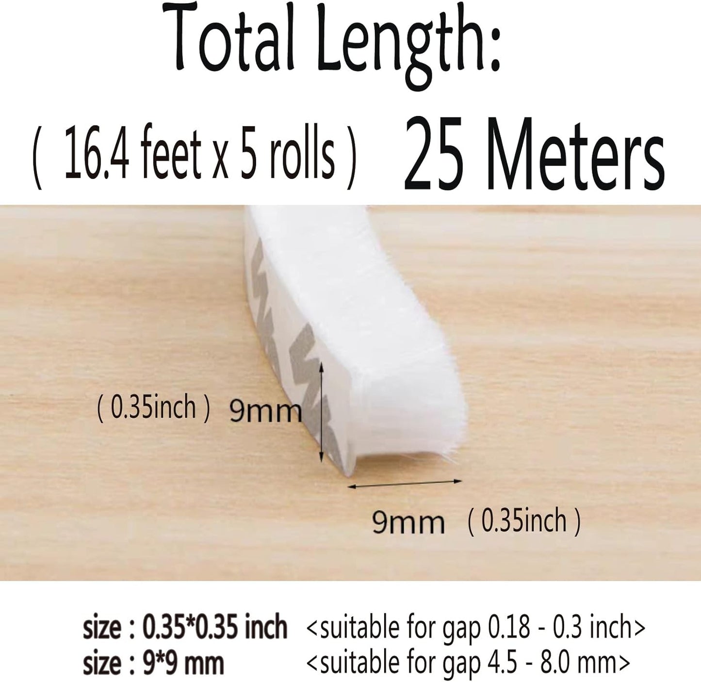 80 Ft White Weather Stripping Brush for Sliding Window/Door Frame, House Soundproofing Felt Self
