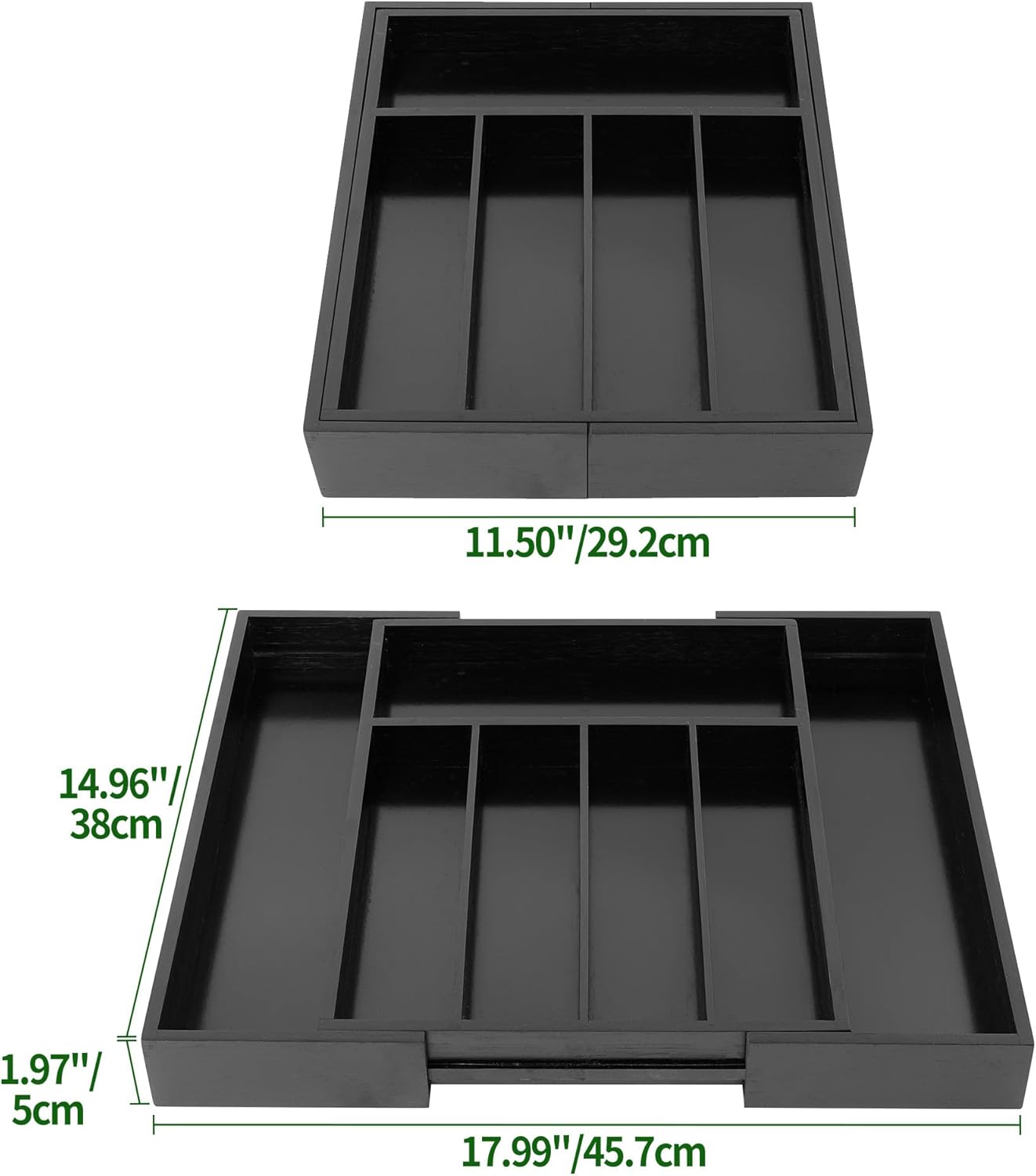 VaeFae Bamboo Drawer Organizer, Expandable Silverware Drawer Organizer, Cutlery Tray with Dividers
