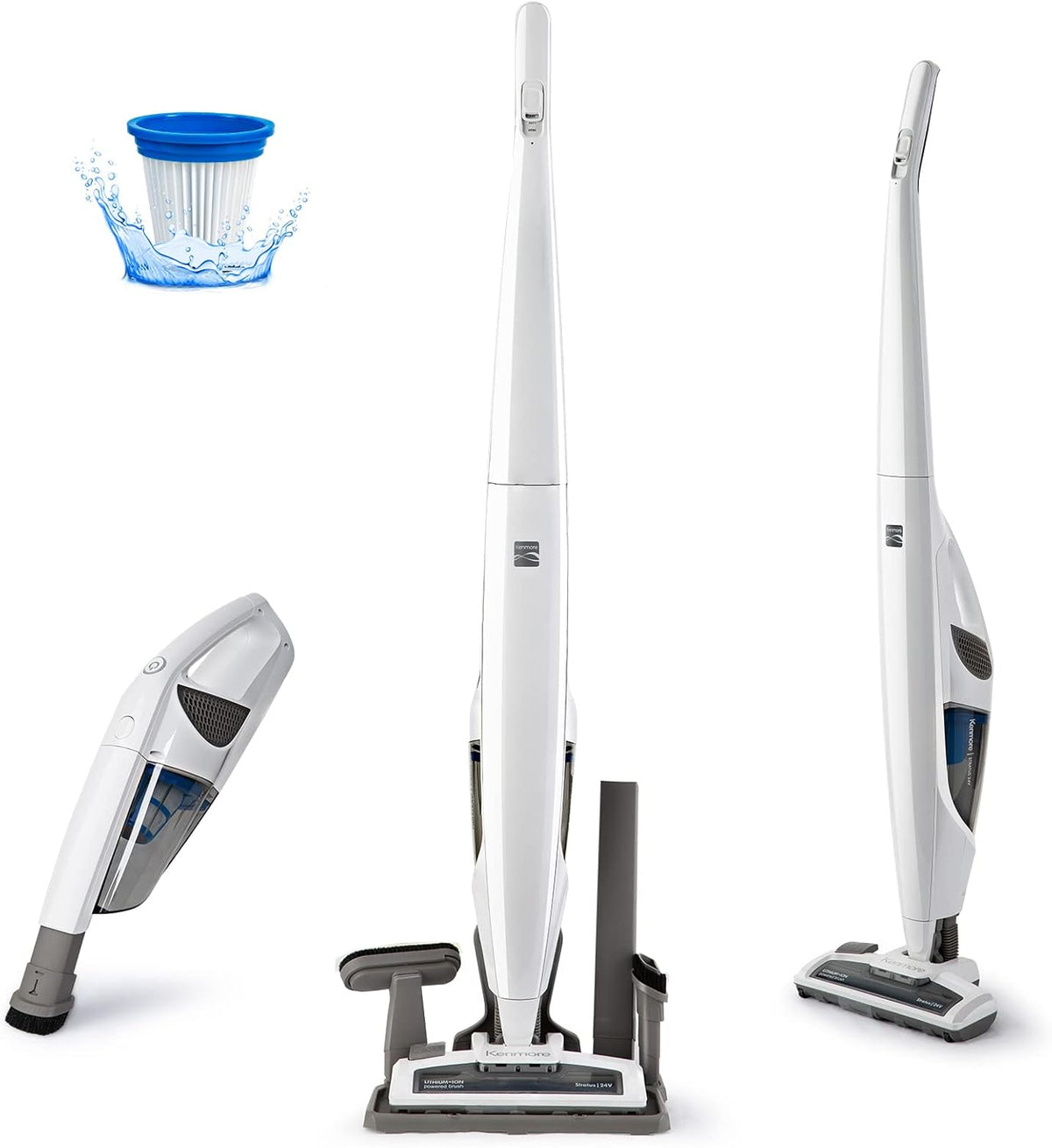 Kenmore DS1030 Cordless Stick Vacuum Lightweight Cleaner 2-Speed Power Suction LED Headlight 2-in-1