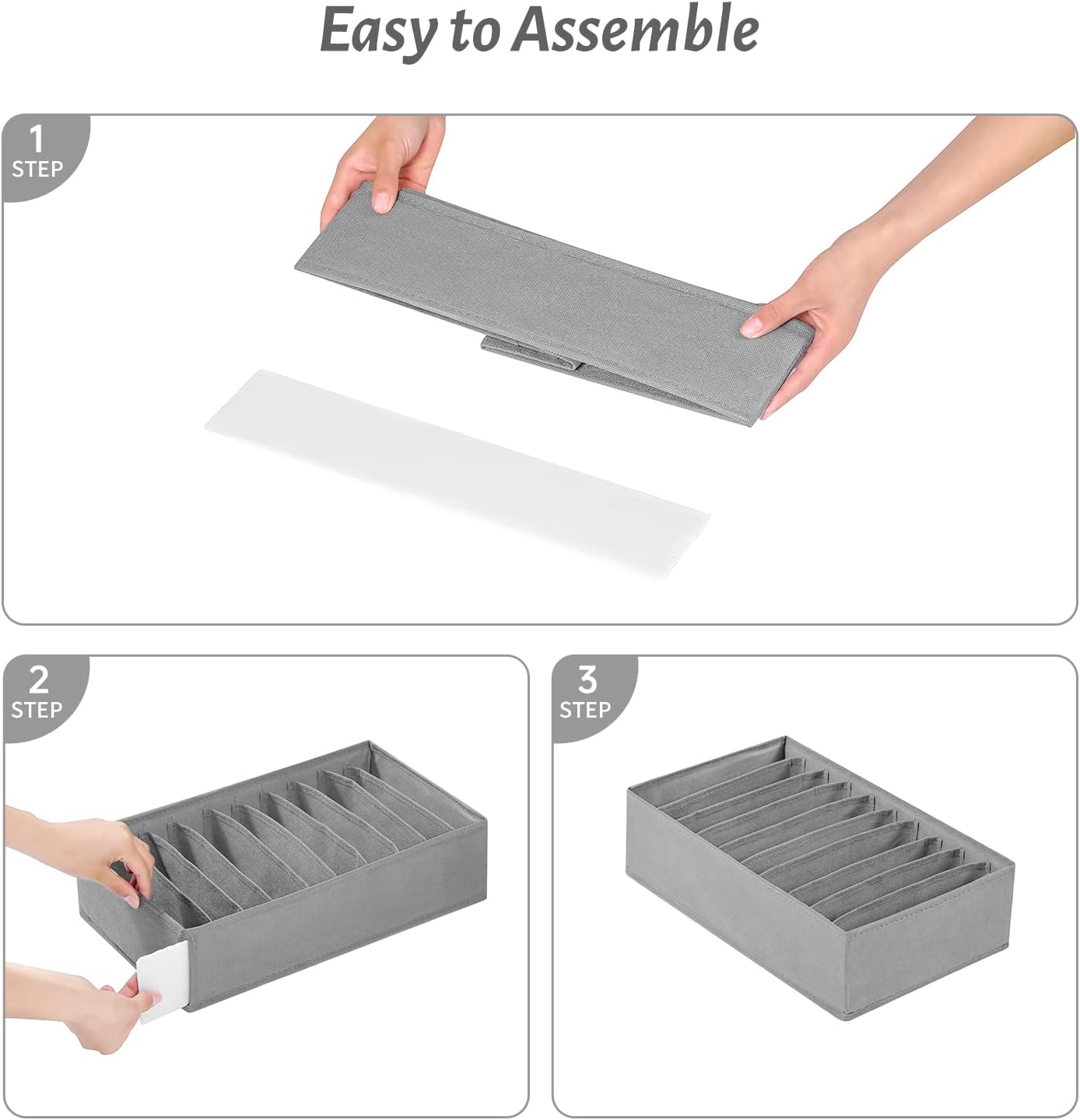 4 Packs T-shirt Drawer Organizers for Clothing,10 Grids Compartment Wardrobe Storage Box, Washable