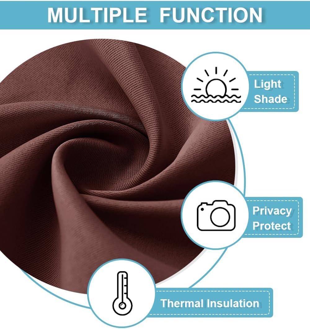 RYB HOME Rod Pocket Blackout Curtains for Bedroom Kitchen Living Room Office Light Block Energy