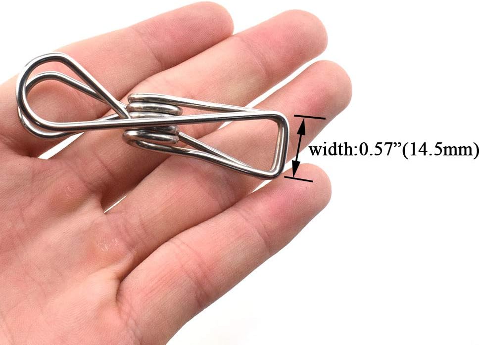 HAHIYO Clothespins Chip Clips All Metal Stainless Steel No Rust Stains Strong Grip in Heavy Wind