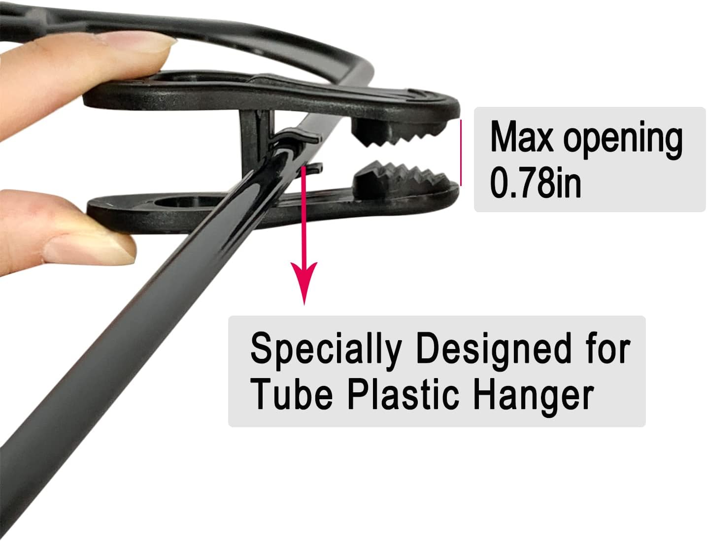 Black Hanger Clips 30 PCS, Plastic Hangers Clips Perfect for Plastic Velvet Hangers, Multi-Purpose