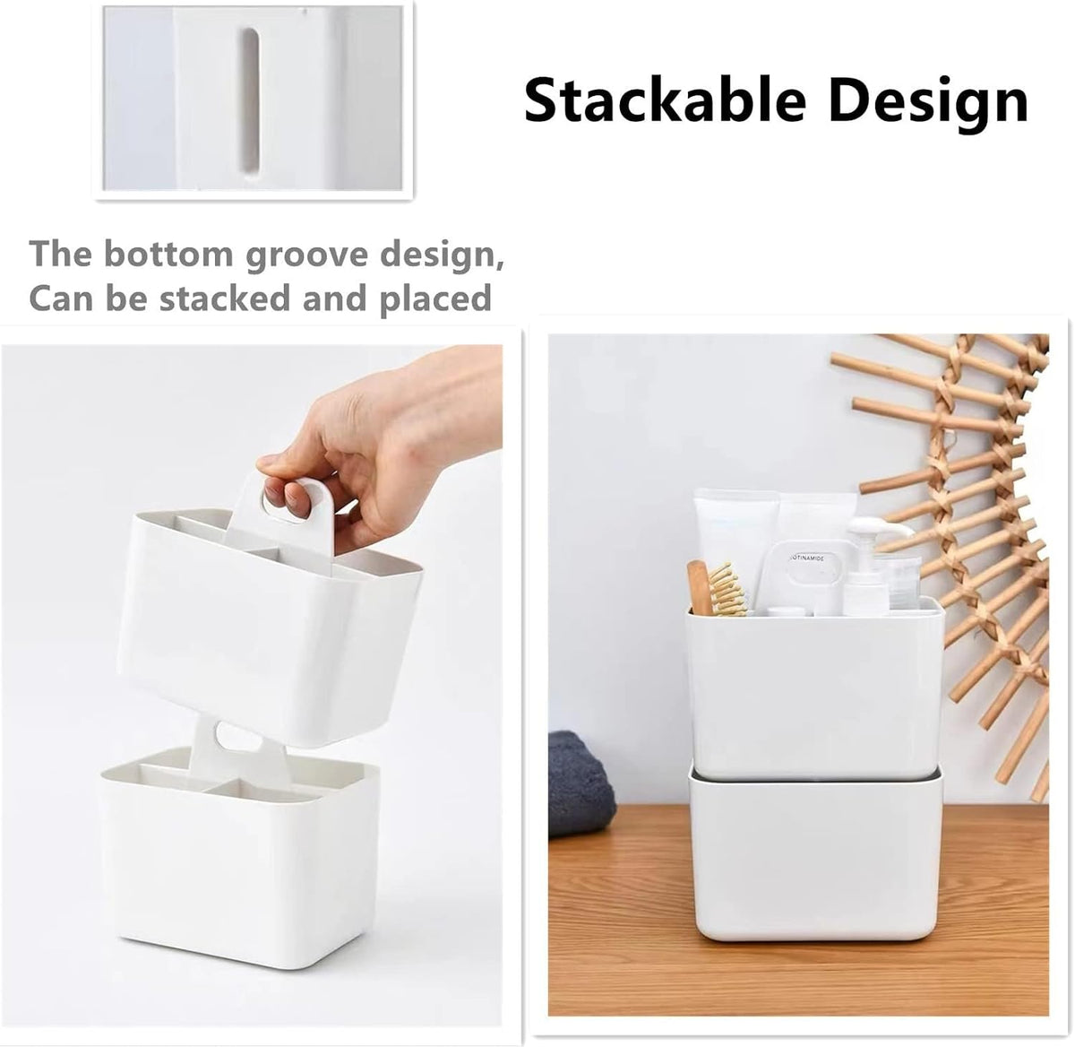 Feadily (2 Pack Plastic Shower Caddy Portable, Portable Basket with Handle Storage Organizer