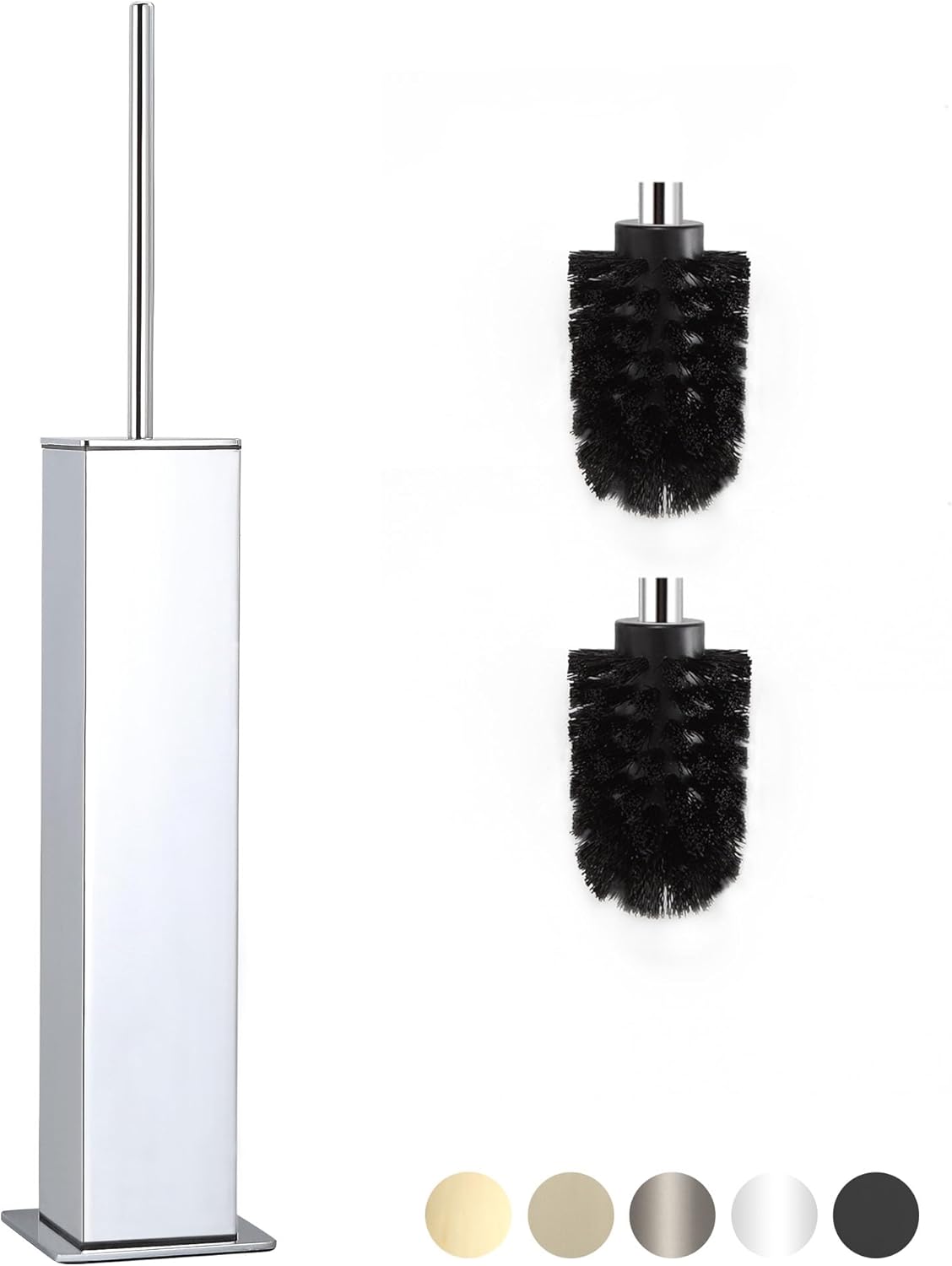 BVL Toilet Brush and Holder Set Chrome Stainless Steel 304 Square Freestanding Toilet Brush for
