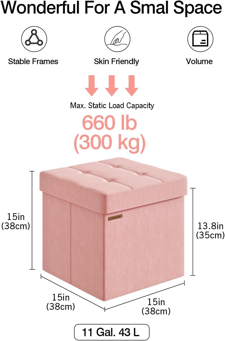 Folding Storage Ottoman, Velvet Storage Bench, Footrest, Footstool, for Living Room, Bedroom and