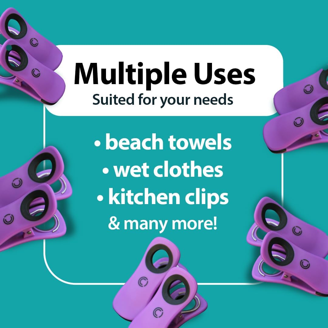 CoreClips Towel Clips for Beach Chairs - Set of 4 Pool Towel Holder Clips for Lounge Chairs on