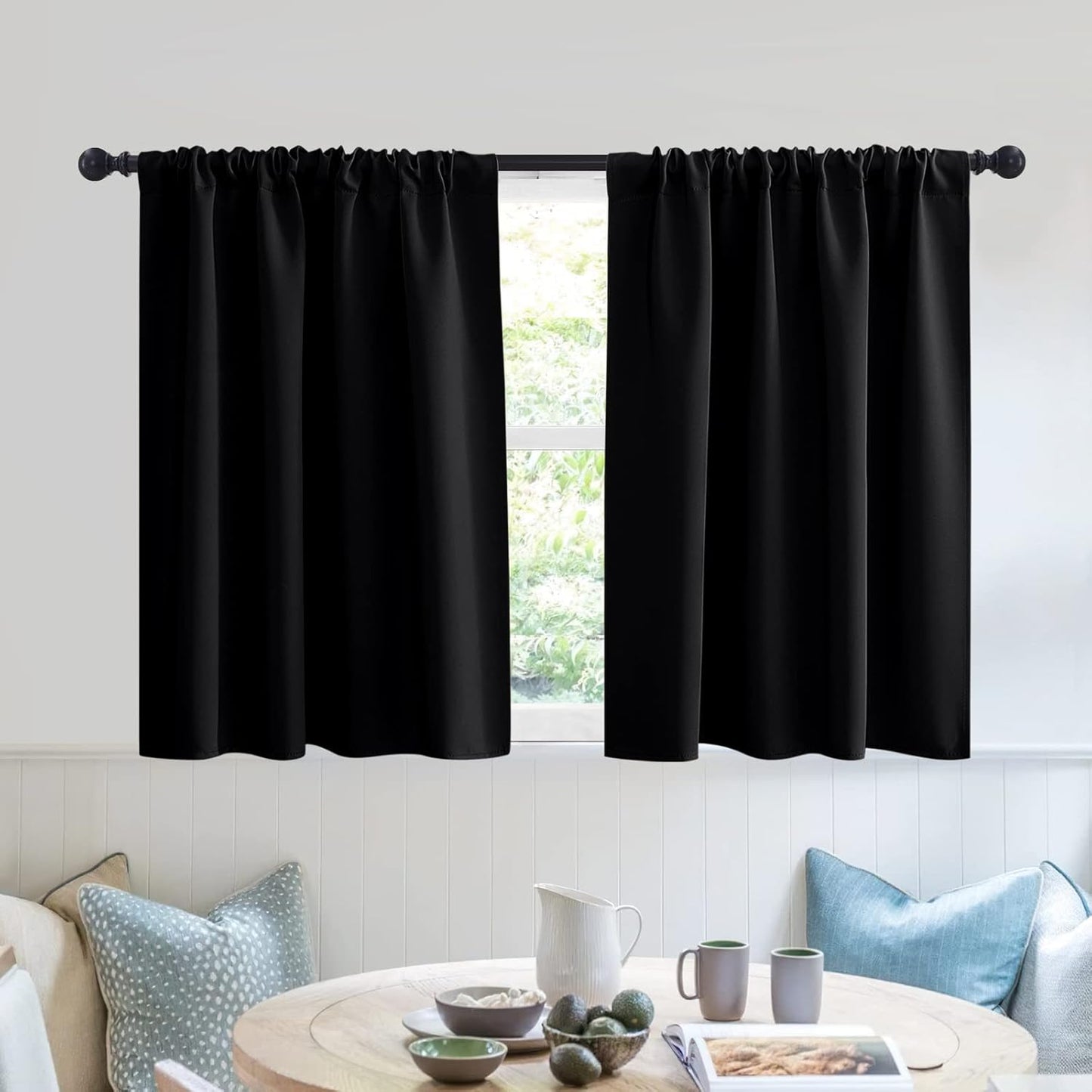 RYB HOME Short Kitchen Window Curtains 30 inches, Blackout Curtains for Girls Bedroom Heavy Duty