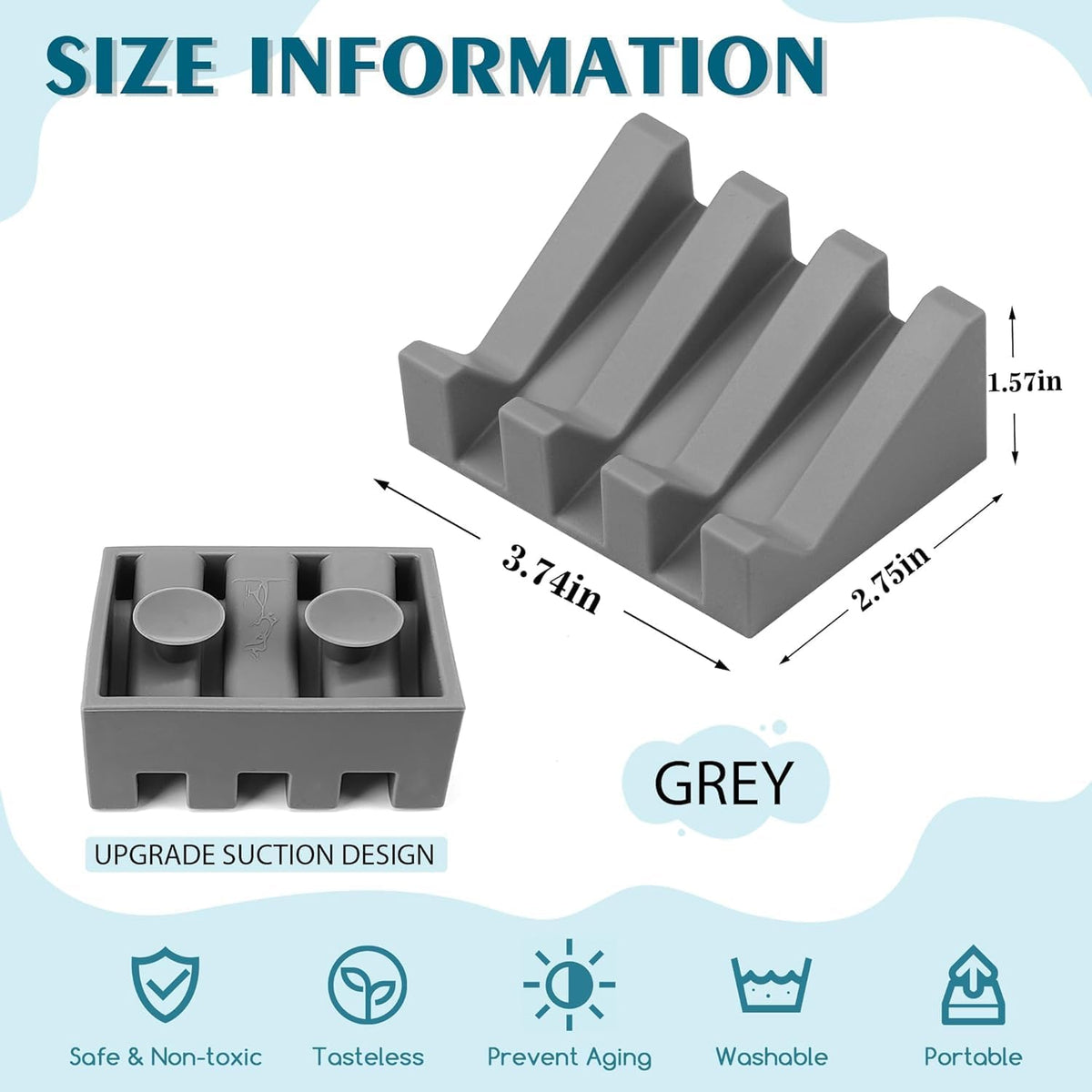 Silicone Soap Dish for Bar Soap Holder for Shower Bathroom Self Draining Waterfall Drying Tray Keep