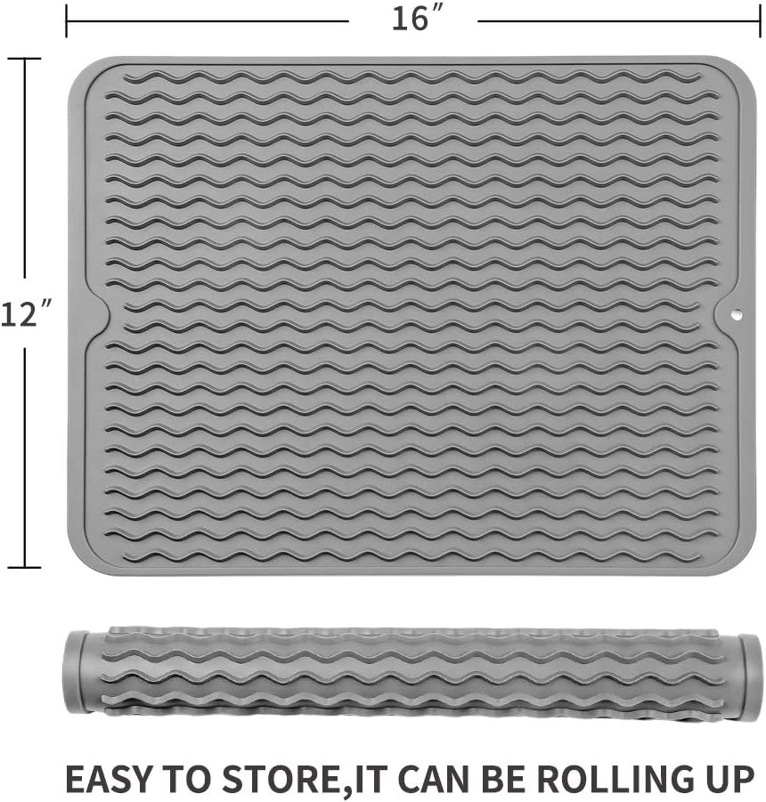 Silicone Dish Drying Mat for Multiple Usage,Easy clean,Eco-friendly,Heat-resistant Silicone Mat for
