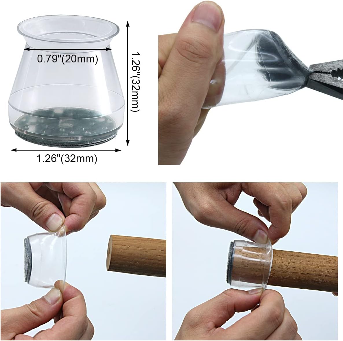 BUMACO 40Pcs Chair Leg Floor Protectors Chair Leg Protectors for Hardwood Floors Silicone Pads