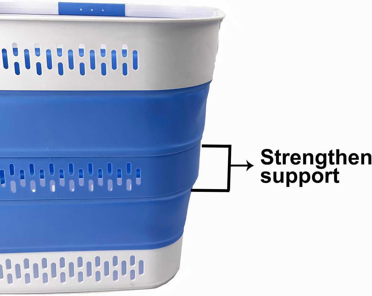 SAMMART 40L (10.5 Gallon) Collapsible Plastic Laundry Basket with Handles - Foldable Pop Up Storage