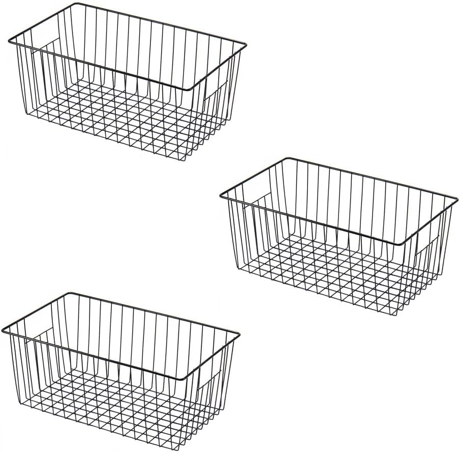 16" L x 12" W Wider Freezer Storage Organizer Baskets Container, Metal Wire Chest Upright