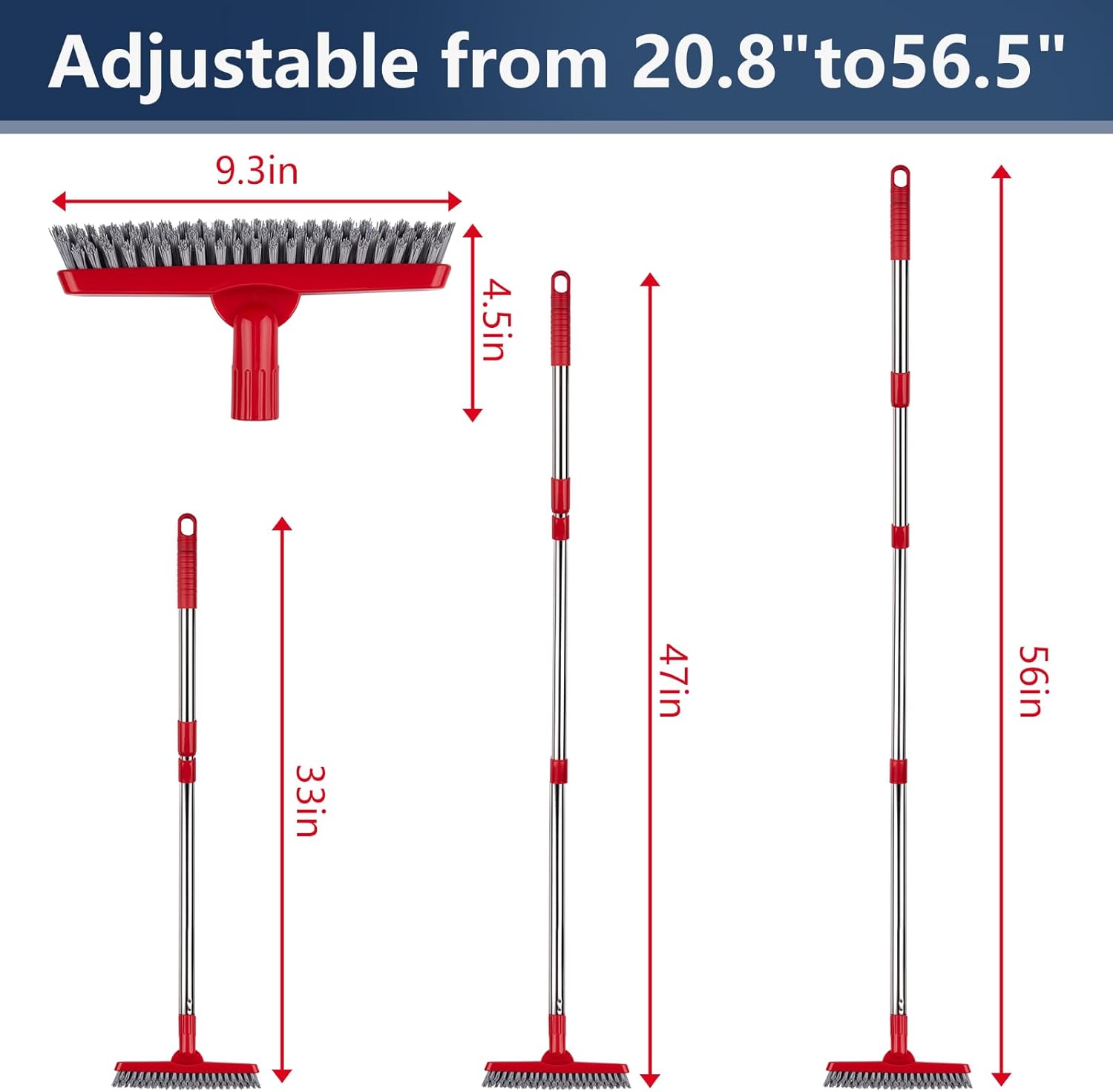 ITTAHO 2 Pack Grout Brush with Long Handle, Swivel Cleaning Grout Line Scrubber - Extendable