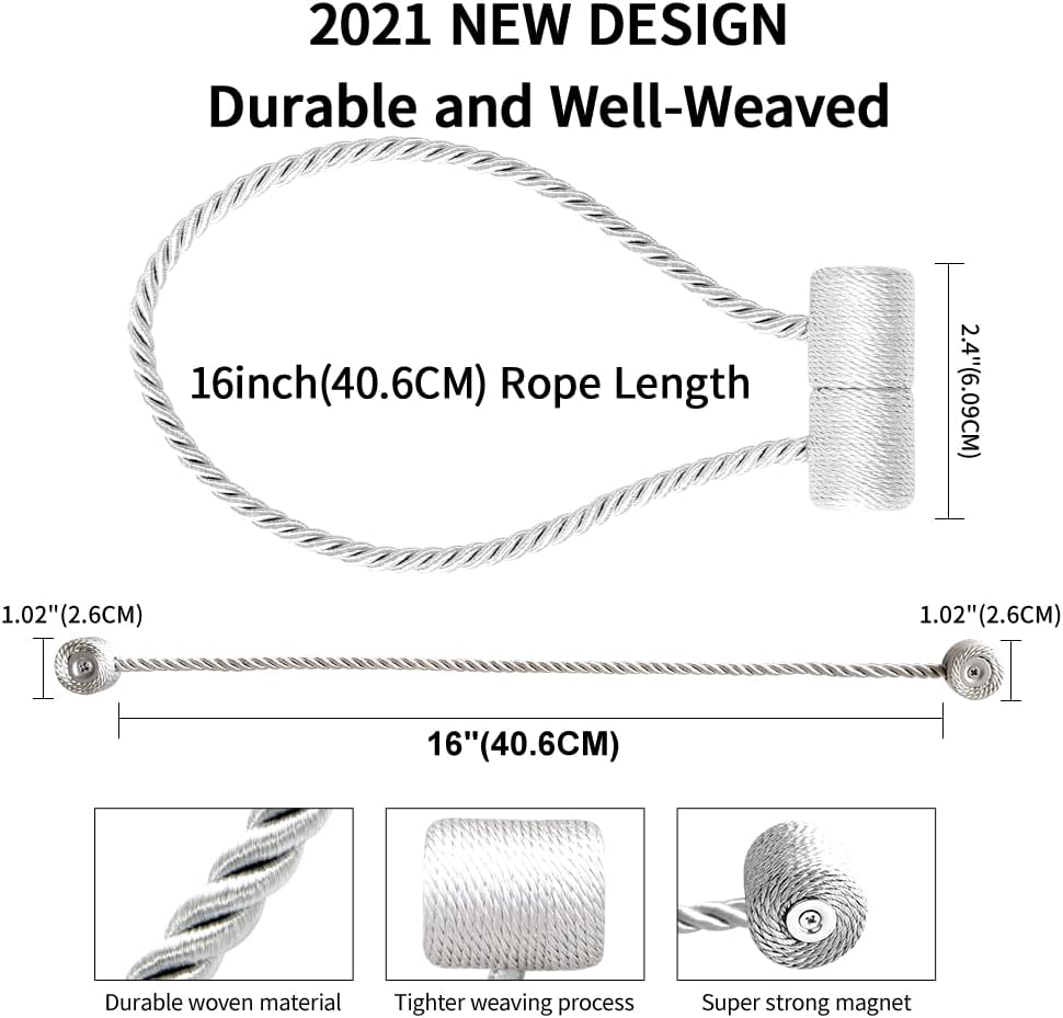18 Inch Strong Magnetic Curtain Tiebacks, Curtain Holdbacks Modern Upgrade Strong 2021 New Twisted