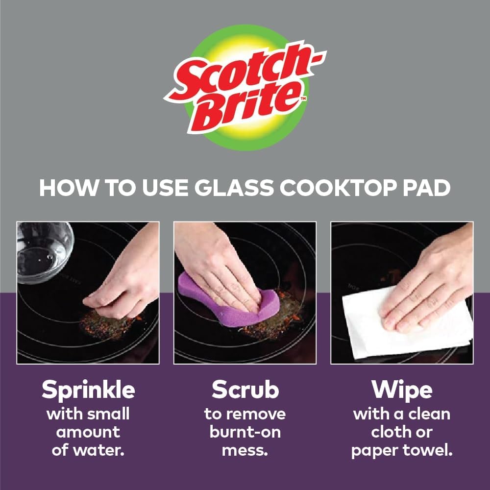 Scotch-Brite Glass Cooktop Pads, Scratch-Free & Non-Abrasive Scrubbers for Glass or Ceramic