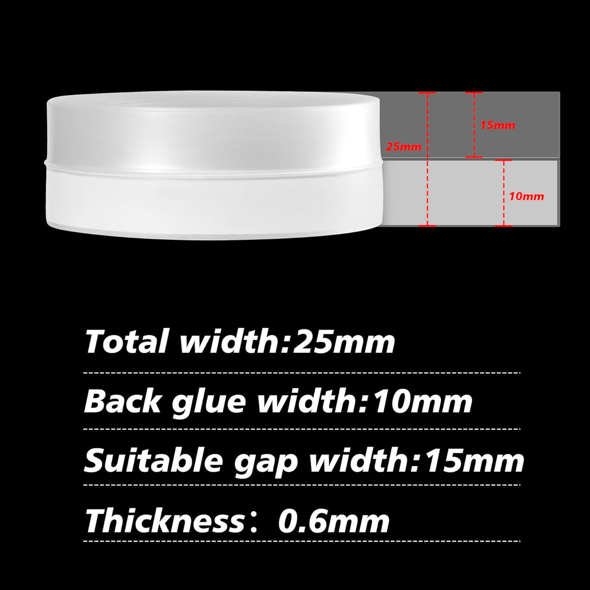 RECAPS 25mm 16.4 Feet Silicone Weather Stripping Door Seal, Transparent Under Door Gap Filler for