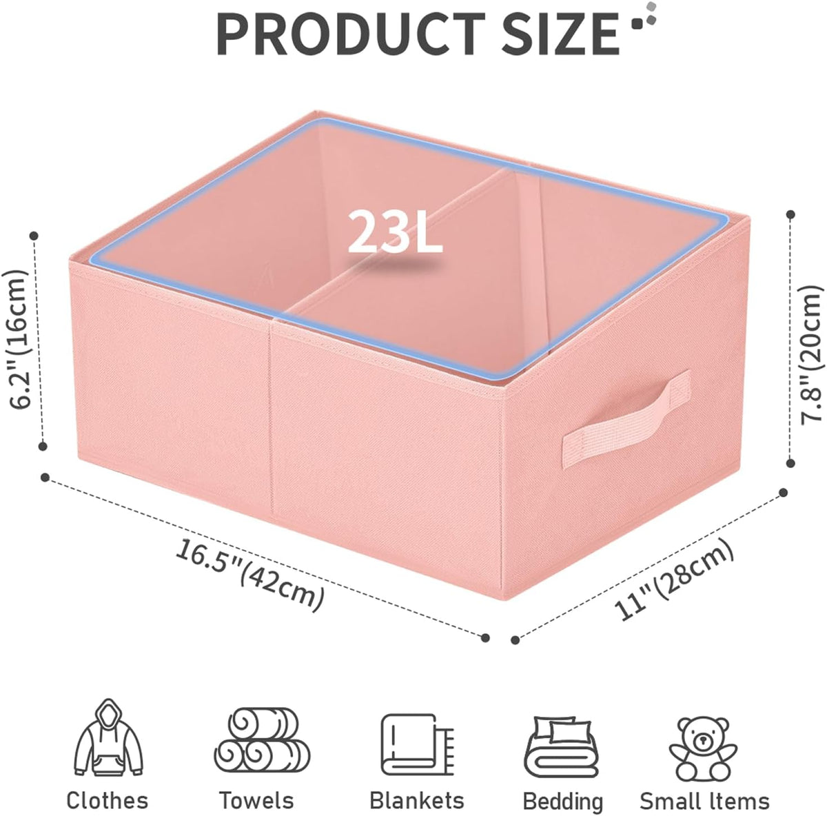 DIMJ Large Closet Shelf Organizer Bins 8 Packs with Handles and Divider, Fabric Trapezoid Storage