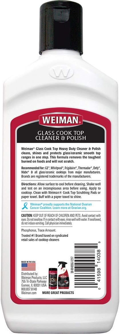 Weiman Heavy Duty Cooktop Polish & Stainless Steel Wipes - Powerful Appliance Kitchen Cleaning Kit