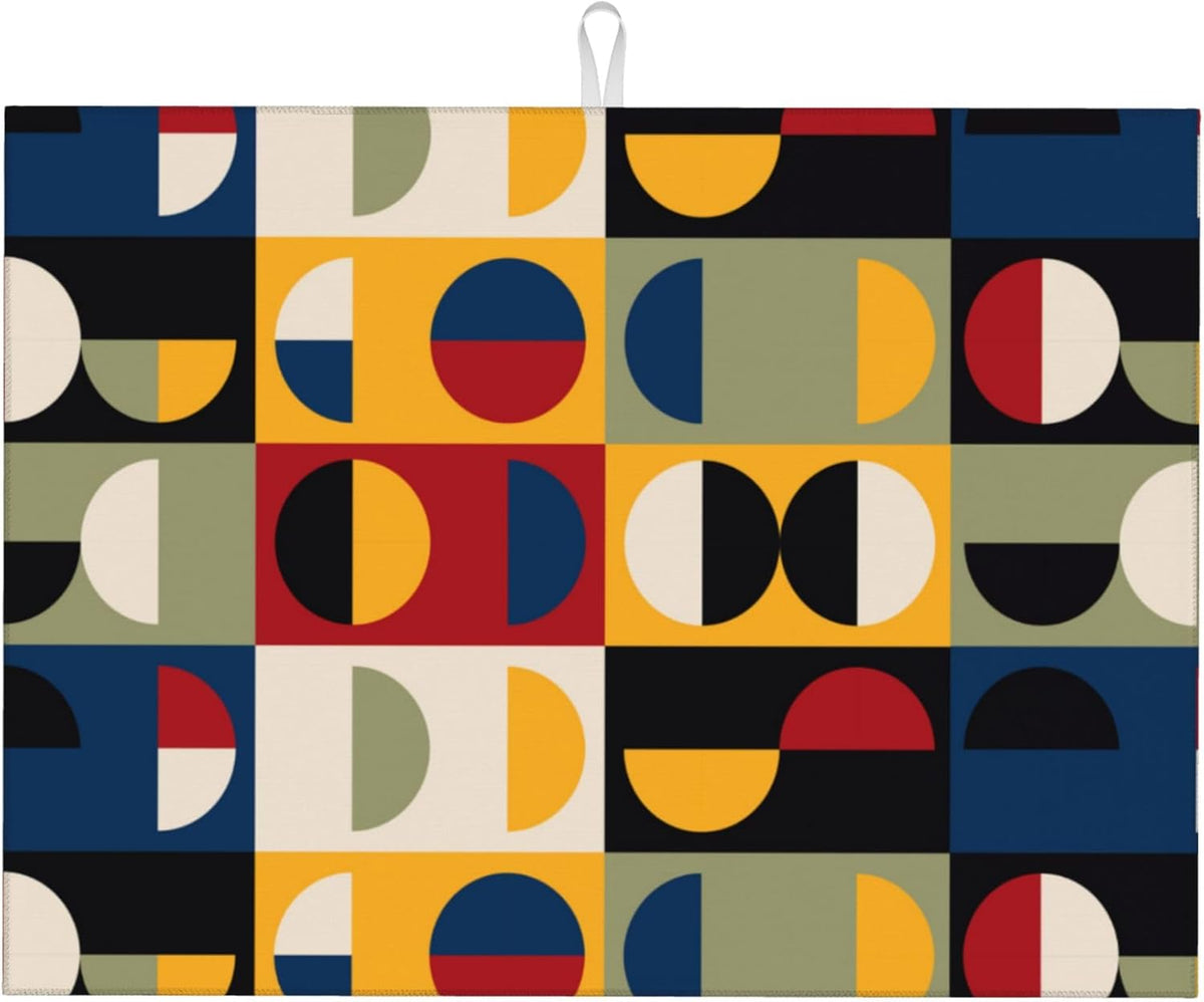 Retro Mid Century Modern Kitchen Drying Mat Microfiber Dish Drainer Mat for Kitchen Counter