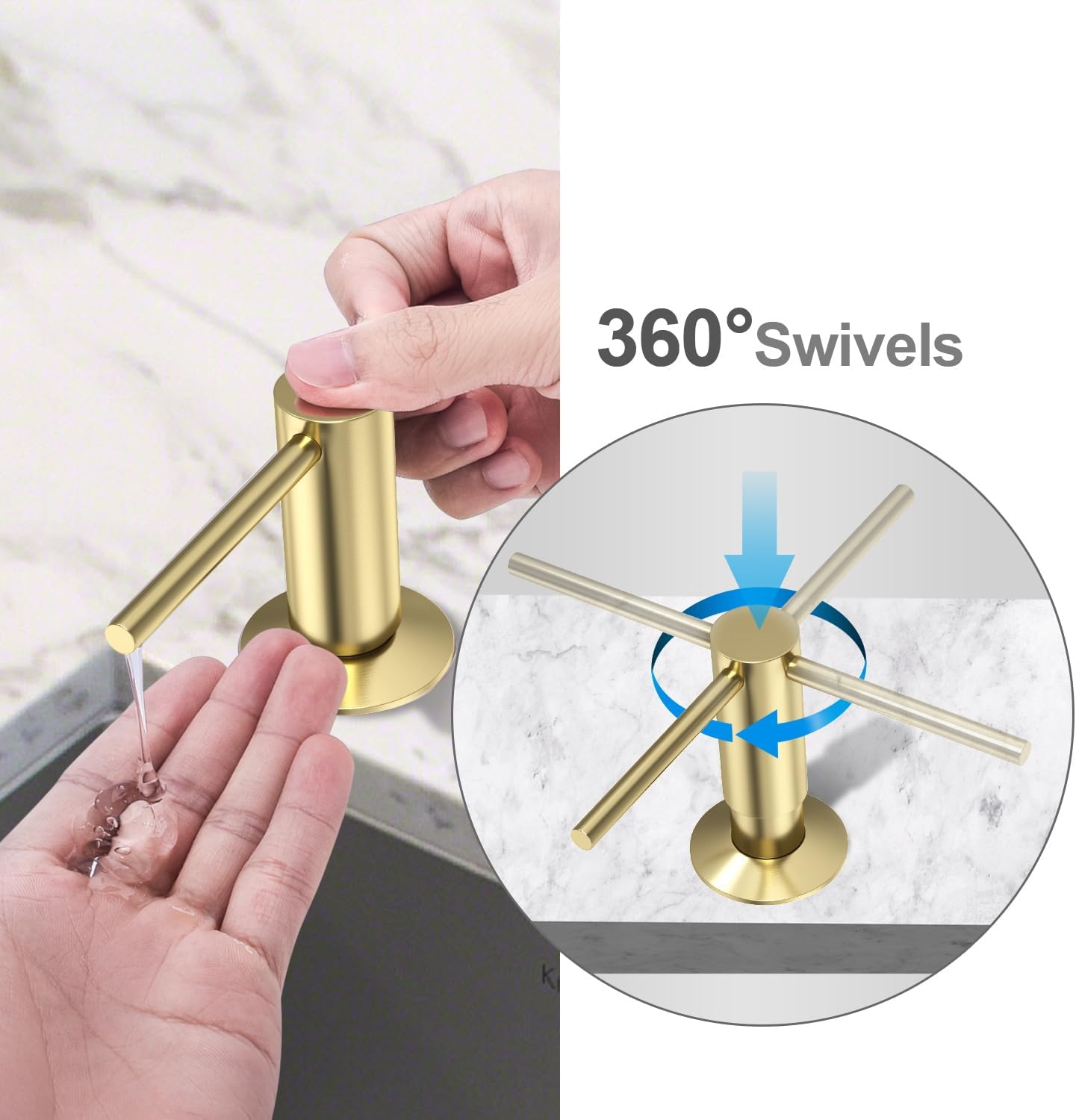 Samodra Sink Soap Dispenser, Metal Pump Head Liquid Lotion Countertop Kitchen Bathroom Soap
