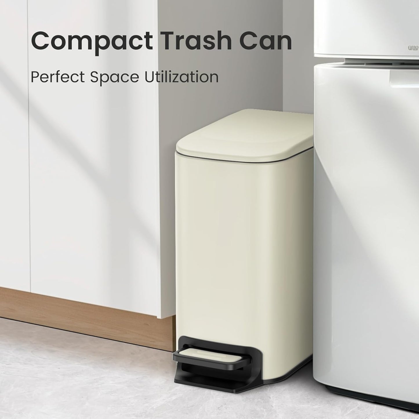 Cesun Small Bathroom Trash Can with Lid Soft Close, Step Pedal, 6 Liter / 1.6 Gallon Stainless