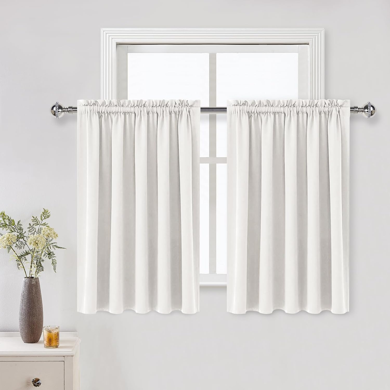 DWCN Short Ivory Blackout Curtains for Small Window, Thermal Insulated Energy Saving Room Darkening