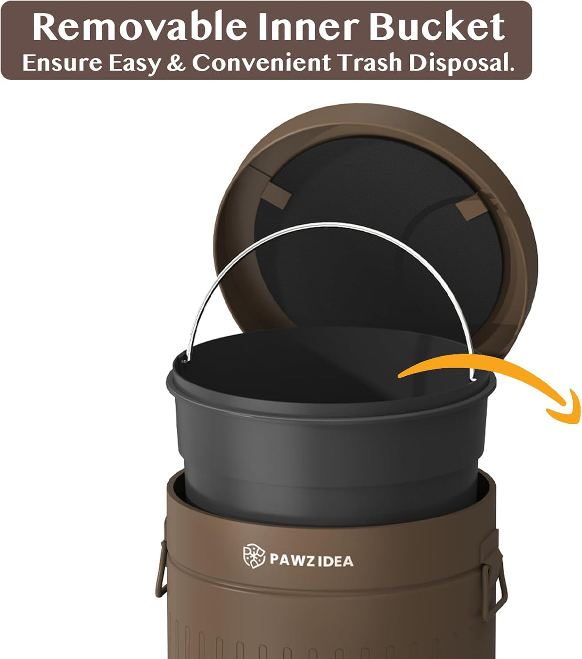 PAWZIDEA Dog Poop Trash Can Outside Odor Control, 3.1Gallon Pet Waste Trash Can Outdoor Waterproof
