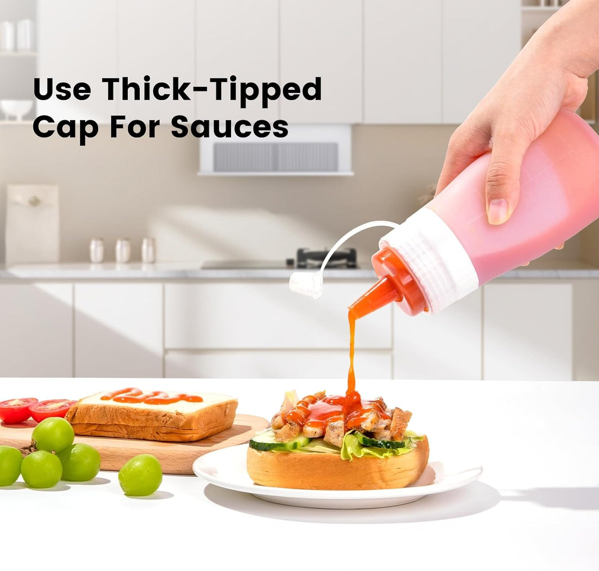 Condiment Squeeze Bottles, 12 oz Silicone Squeeze Bottles For Sauces, Leak Proof Condiment