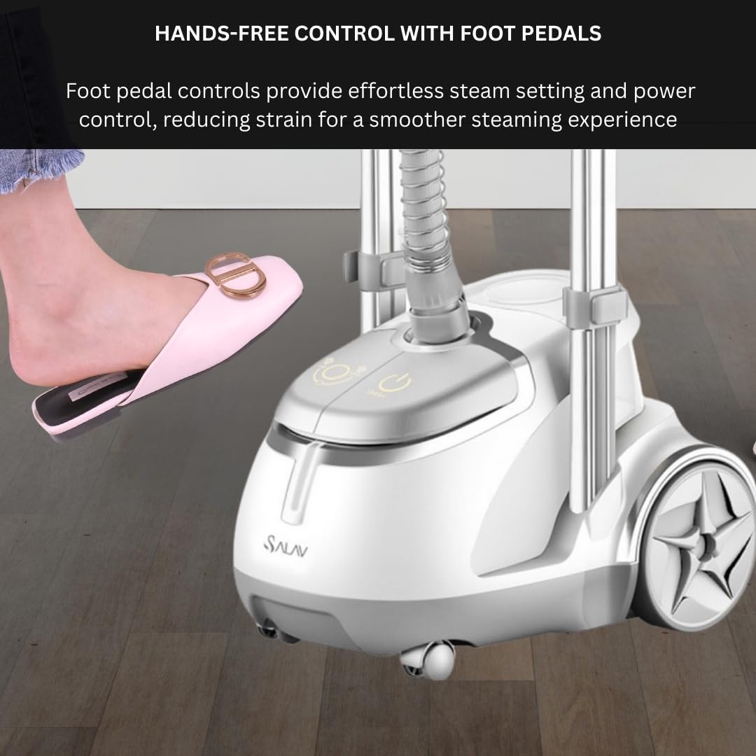 SALAV GS45-DJ Professional Upright Garment Steamer with Roll Wheels, Multi-Function Extra Wide