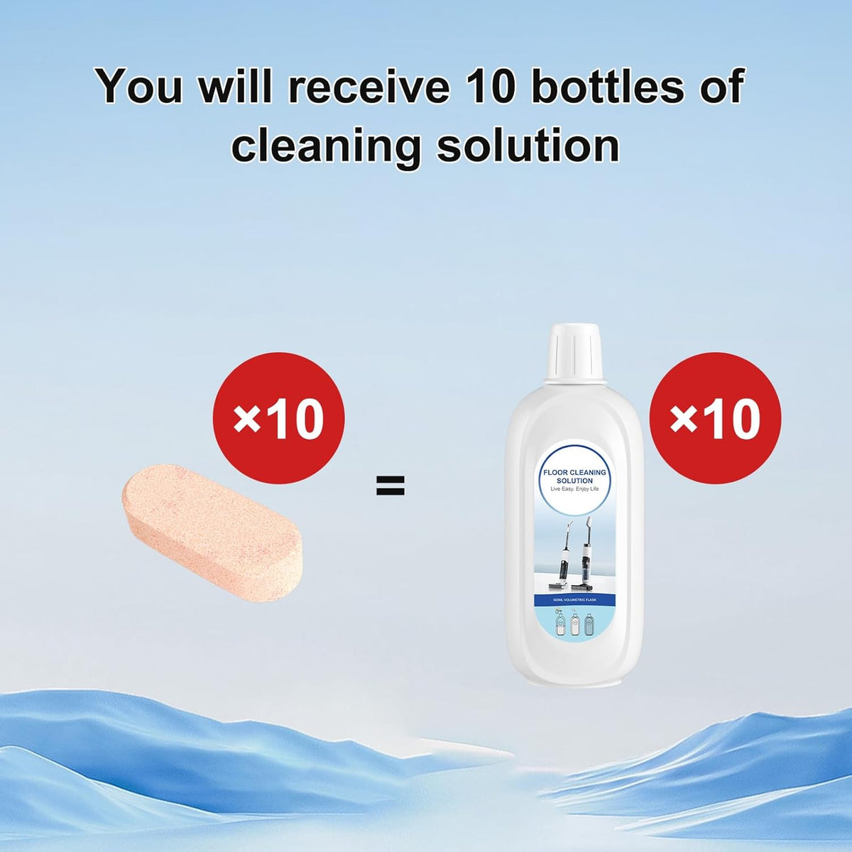 10 Bottles Compatible with Tineco Cleaning Solution Pet 500ml Per Bottle Orange Scents Floor