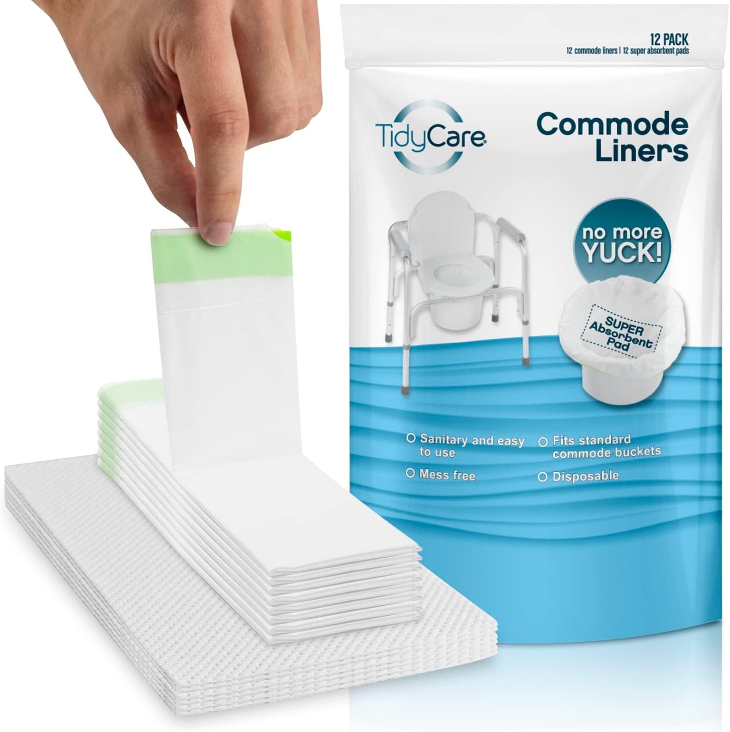 Disposable Bedside Commode Liners and Pads for Portable Toilet Chair Seat Bucket and Bedpan | Combo