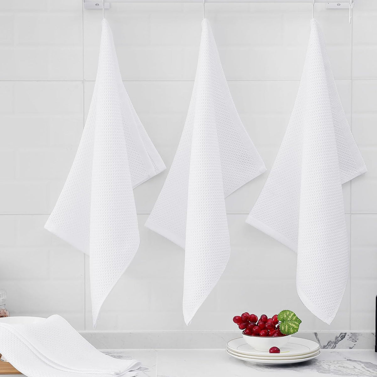 Homaxy 100% Cotton Oversized Waffle Weave Kitchen Dish Towels, Ultra Soft Absorbent Quick Drying
