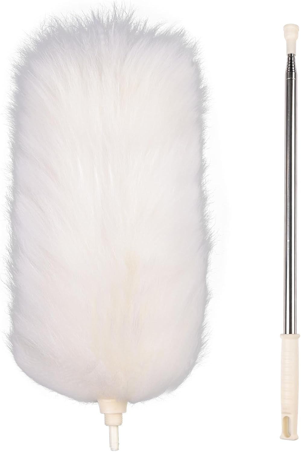 Extendable Lambswool Duster 29-110 Inch,Anti-Static Flexible Head, Stainless Steel Pole for