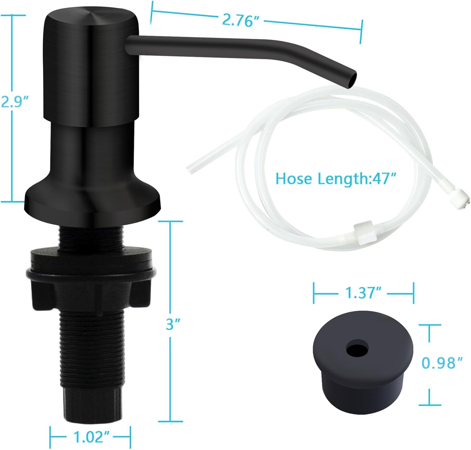 Soap Dispenser for Kitchen Sink, Kichen Sink Soap Dispenser, 47" Extension Tube kit, Under Sink