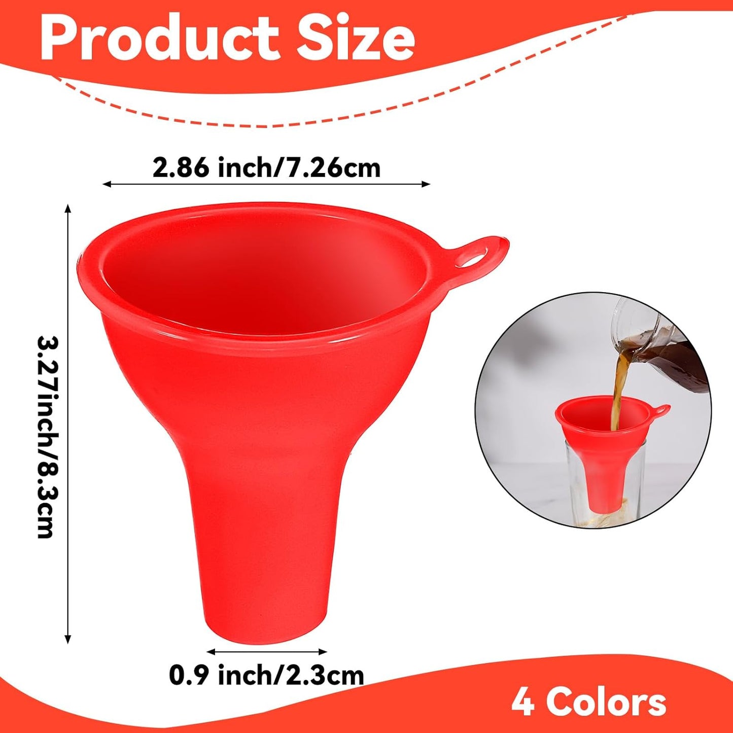 4Pcs Funnels for Kitchen Use Filling Bottles Silicone Funnel Wide Mouth Funnel Multi Color Flexible