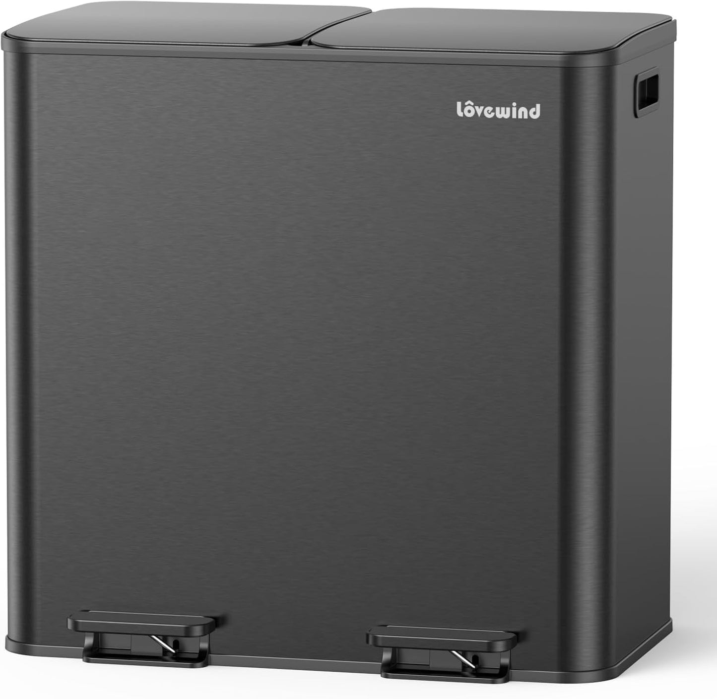 Lovewind Trash Can, 2 x 10.5 Gallon (2 x 40 L) Garbage Can for Kitchen Dual Compartment Recycling