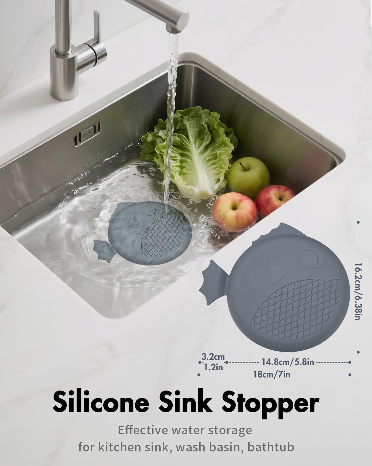 Sink Drain Strainer&Stopper, Anti-Slip Flexible Mesh Sink Strainer with 304 Stainless Steel