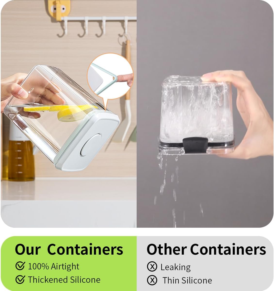 Airtight Food Storage Containers,1.3Qt 3Pcs Pop Food Containers with Lids, Stackable One Button