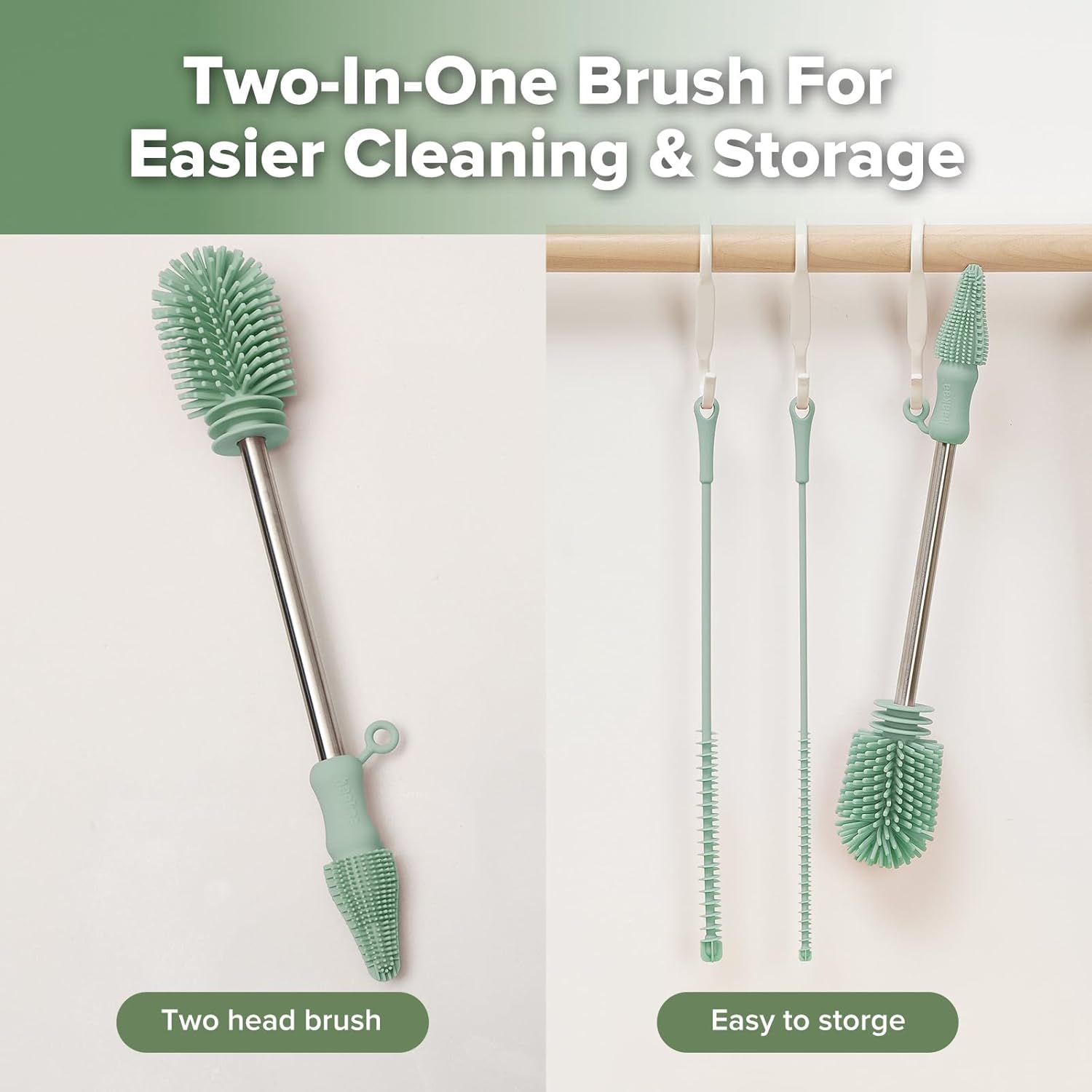 haakaa Silicone Cleaning Brush Kit - Baby Bottle Brush Cleaner for Breast Pump,Nipple,Breast Milk