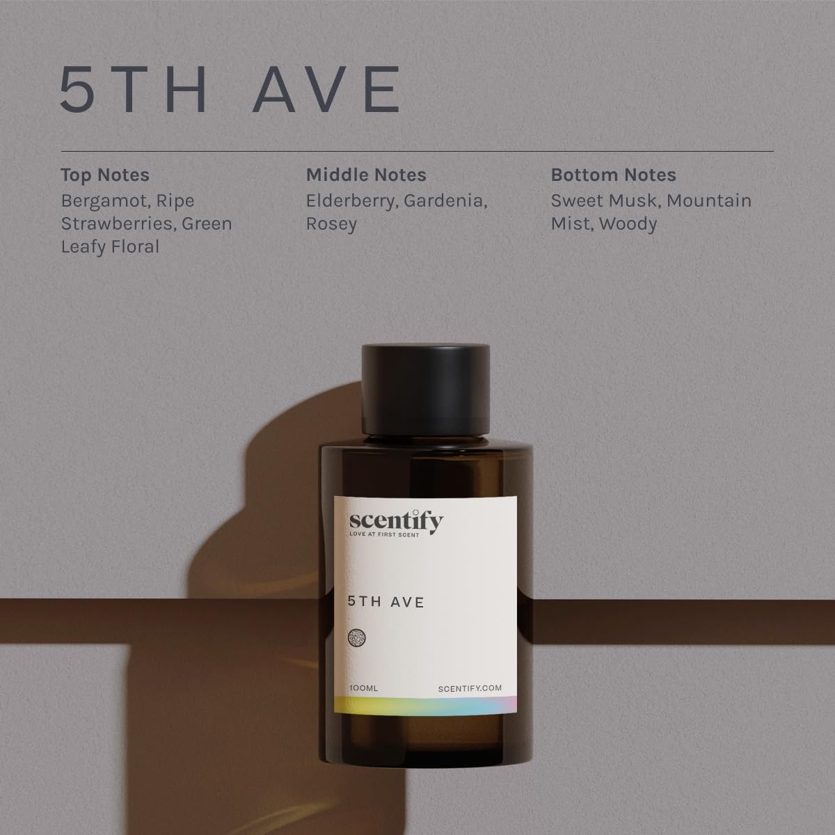 Scentify 5th Ave Aroma Oil Refill Scent for Oil Diffusers - Bergamot, Floral, Gardenia Scents