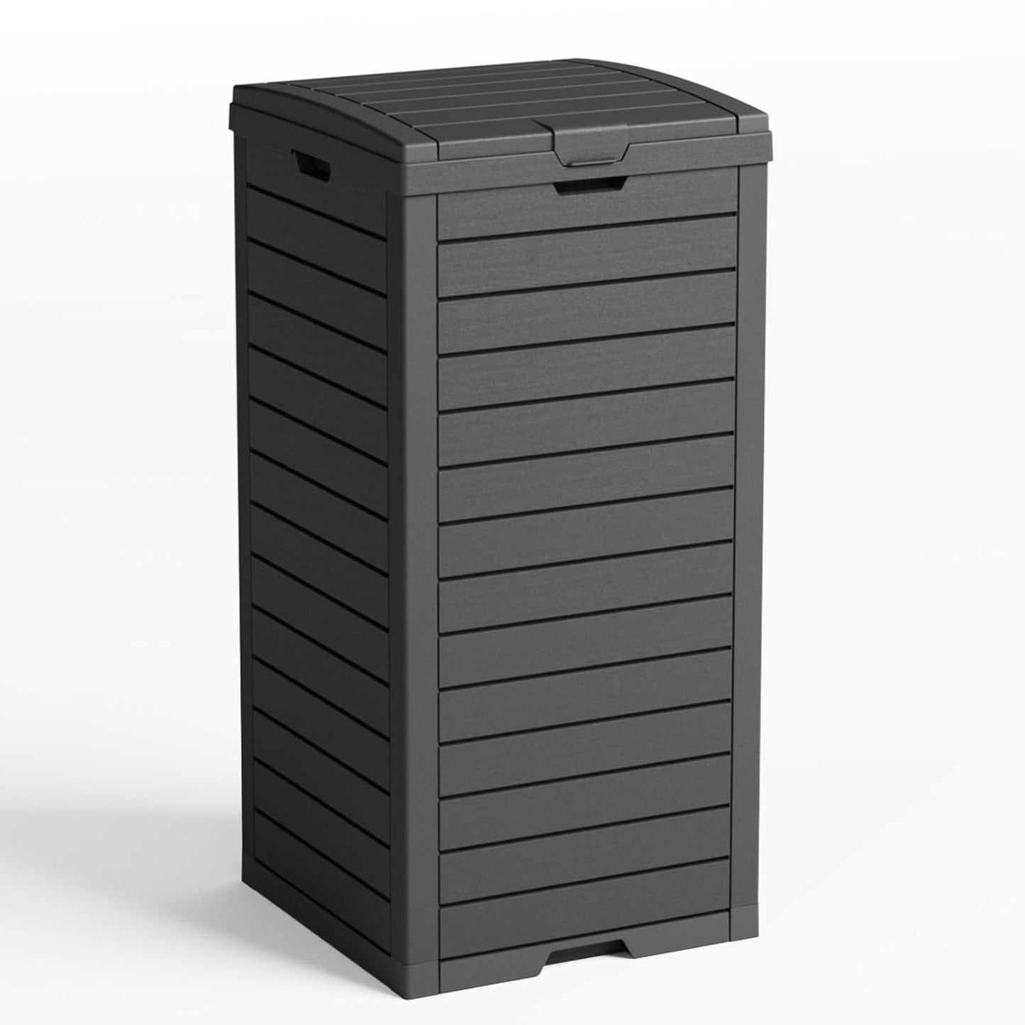 31 Gallon Outdoor Trash Can with Tiered Lid and Drip Tray,Waterproof Resin Waste Bin