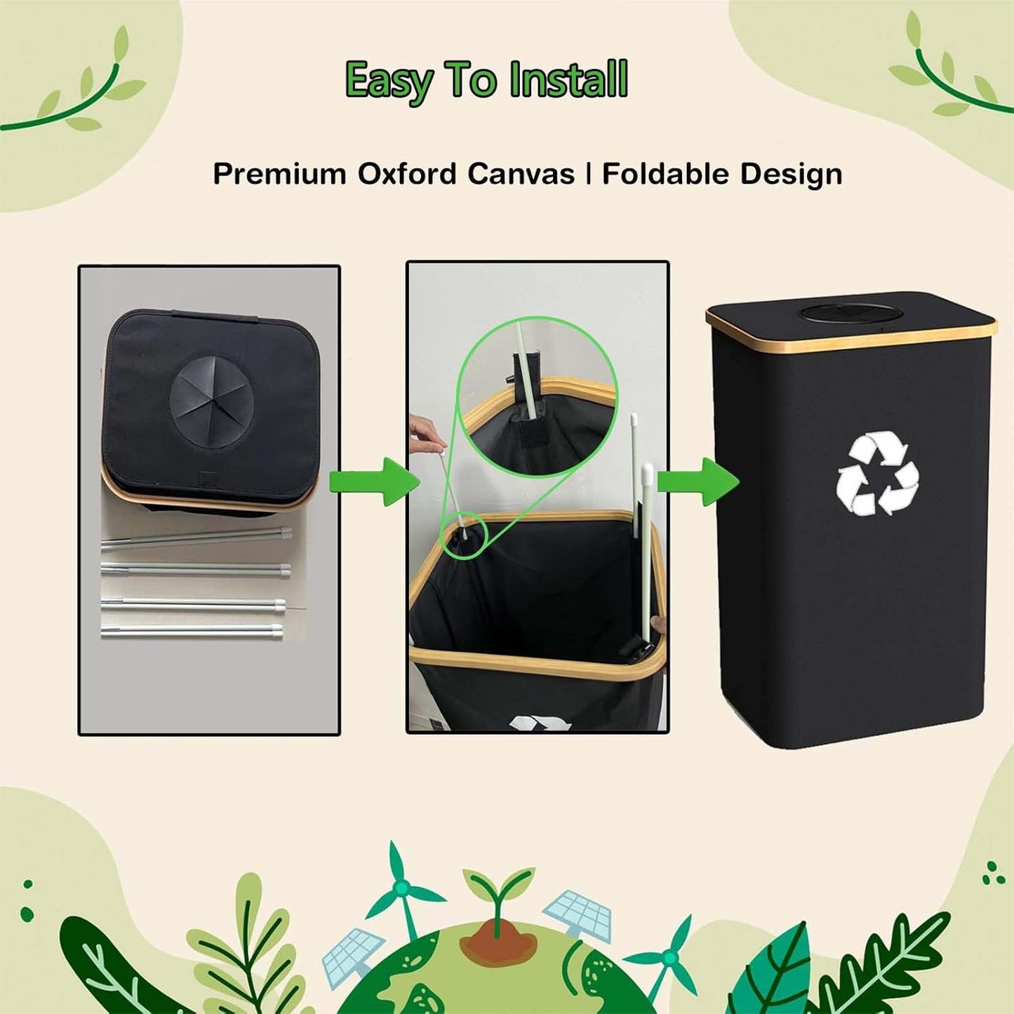 Recycling Bin for Kitchen Indoor Home, Large 100L/ 26 Gallon Recycle Bin with Lid Removeable