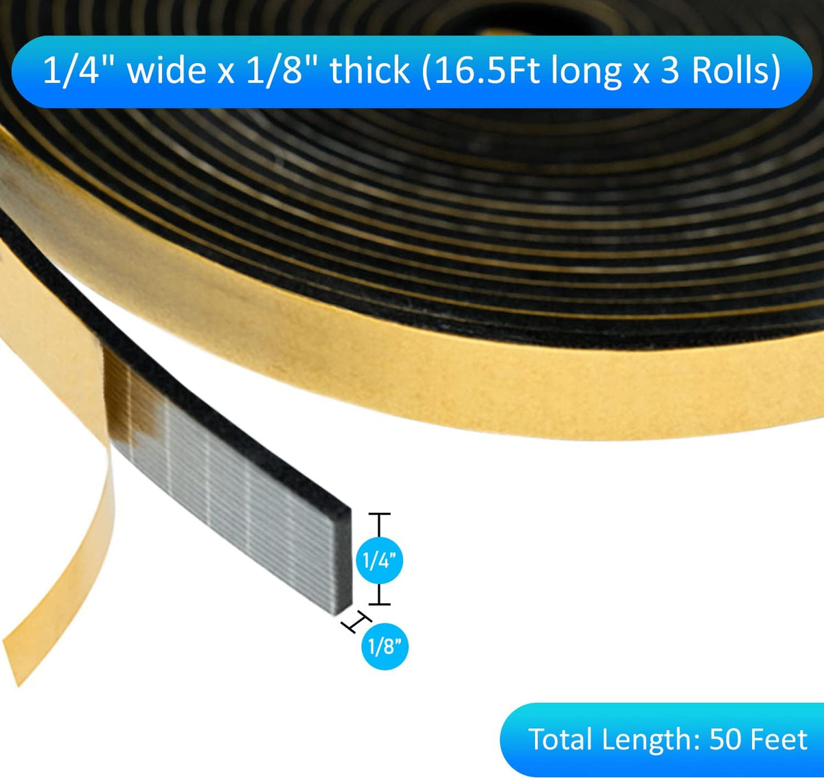 High Density Foam Weather Stripping Door Seal Strip Insulation Tape Roll for Insulating Door Frame